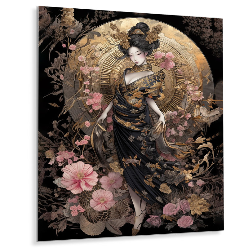 Élégante japonaise III sur métal, impression, H 44 po x l 34 po