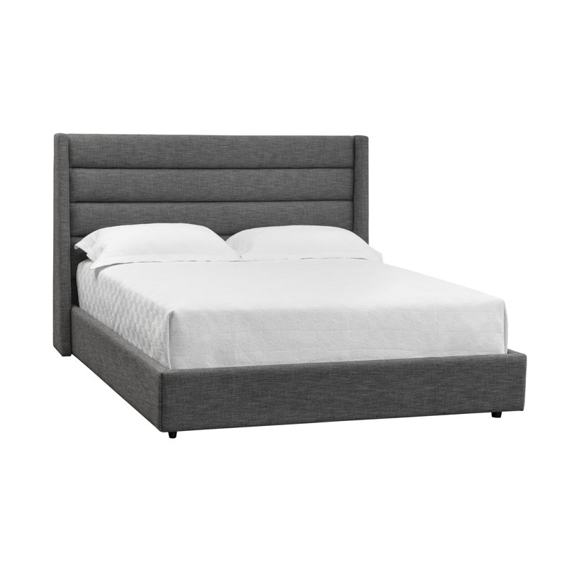 Trashon Upholstered Platform Bed - Grey, Quarry, Queen