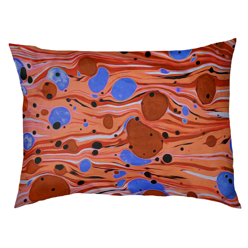 Coussin décoratif tourbillons, Moyen (L 30 po x l 40 po), Orange/bleu, Utilisation intérieure / extérieure