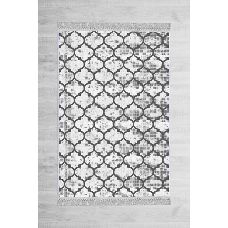Tapis ivoire / gris Akrati, Rectangle 4 pi 7 po x 7 pi 3 po