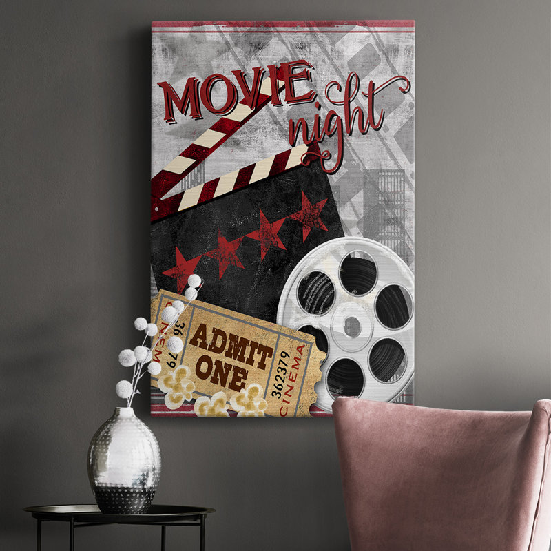 Movie Night II - Toile tendue avec châssis de qualité supérieure, prête à être accrochée, H 48 po x l 32 po x P 1 po