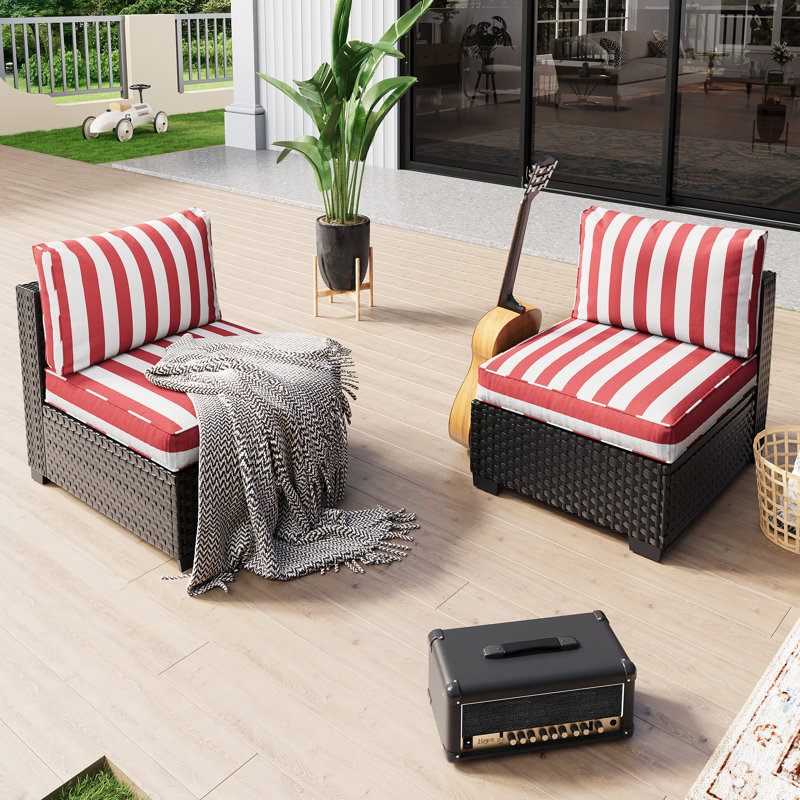 Pre-Assembled Chairs, 2-Person Patio Furniture Set Outdoor Wicker Sectional Conversation Seating Group With Waterproof Furniture Cover