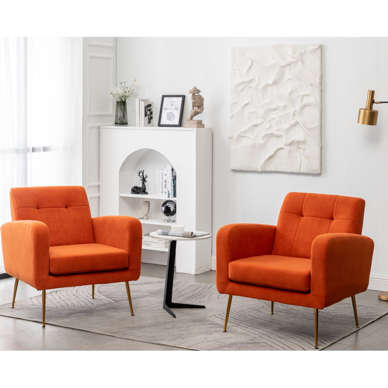 Alixon 29'' Wide Tufted Armchair, Orange Polyester Blend