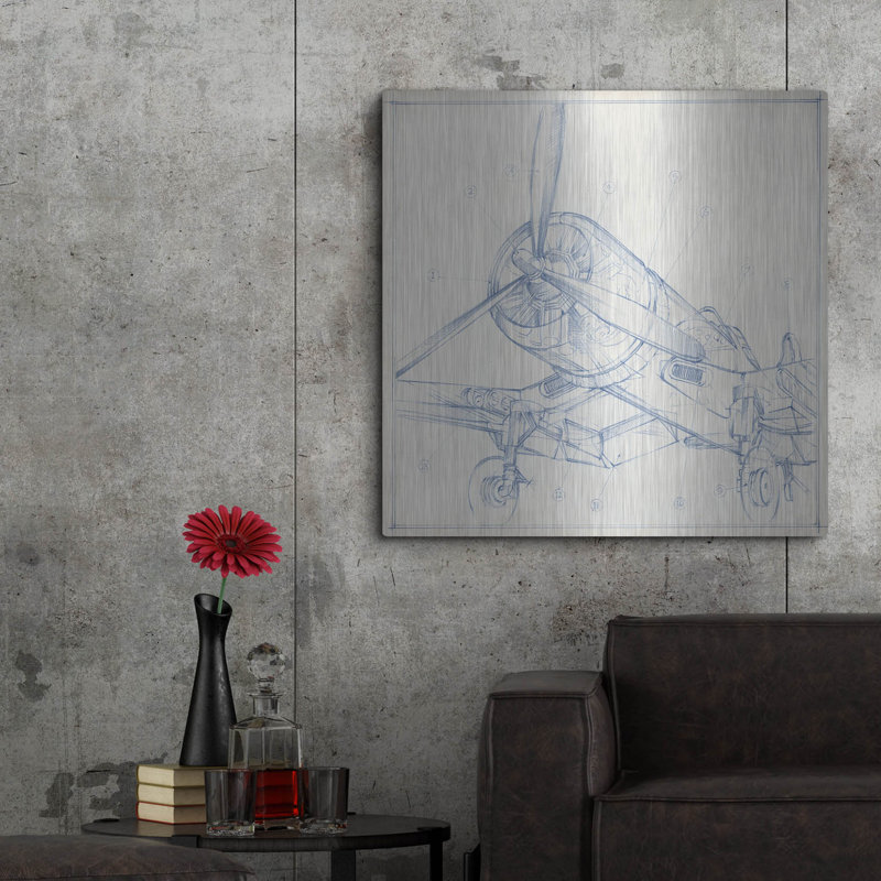 "Croquis mécanique d'avion II" par Ethan Harper, H 36 po x l 36 po