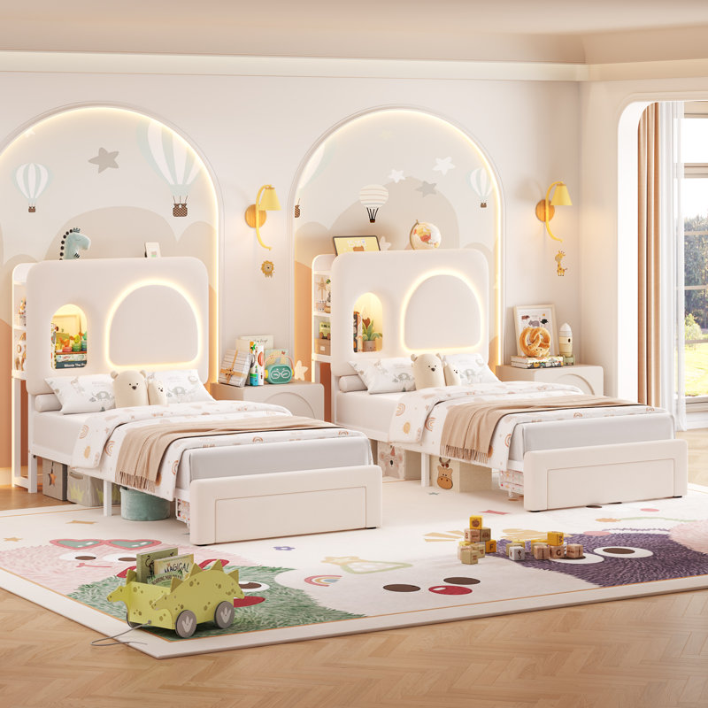 Lit avec rangement Arch, Lit simple, Beige