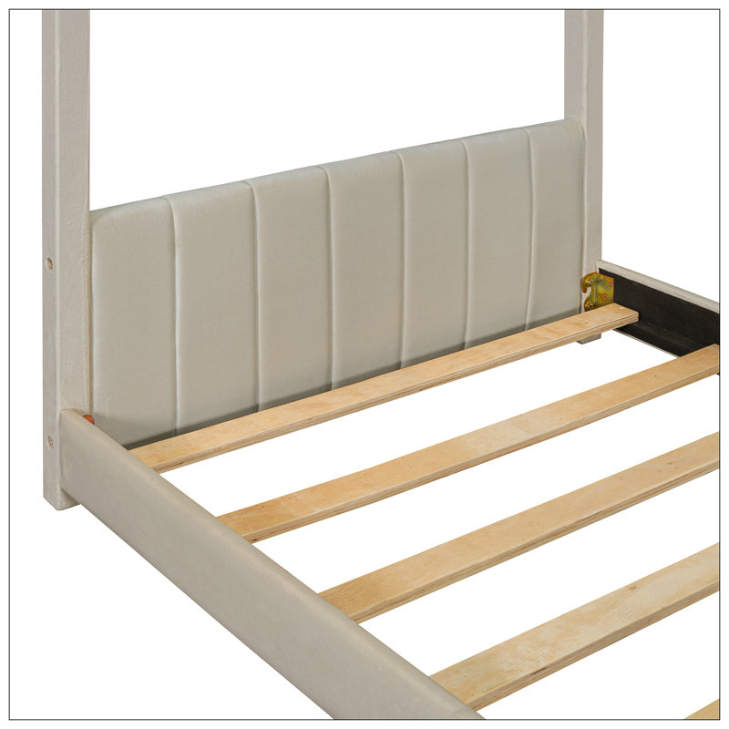 Toone Upholstery Platform Bed, House Style Daybed, Full, Beige