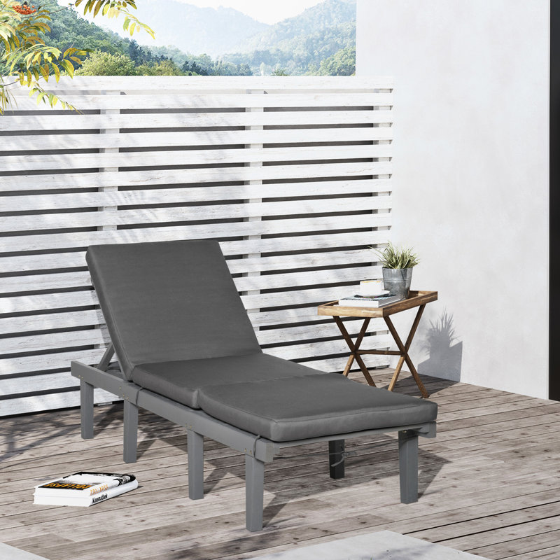 Fauteuil inclinable gris avec dossier et coussin de 4 coussins pour chaise longue d'extérieur