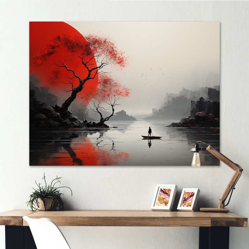 Art japonais sur toile japonais, "Silence Valley", H 24 po x l 32 po x P 1 po, Toile tendue