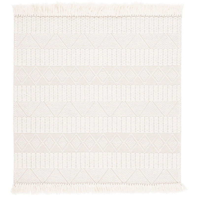 Jaylenne Hand Woven Wool Geometric Rug, Square 6'