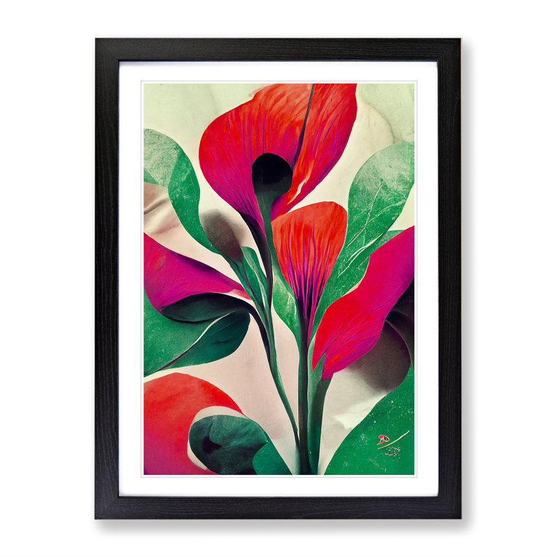 XV1022-505X Amazing Abstract Flowers No.2 - Print, White, 66cm H x 48cm W, Black Framed