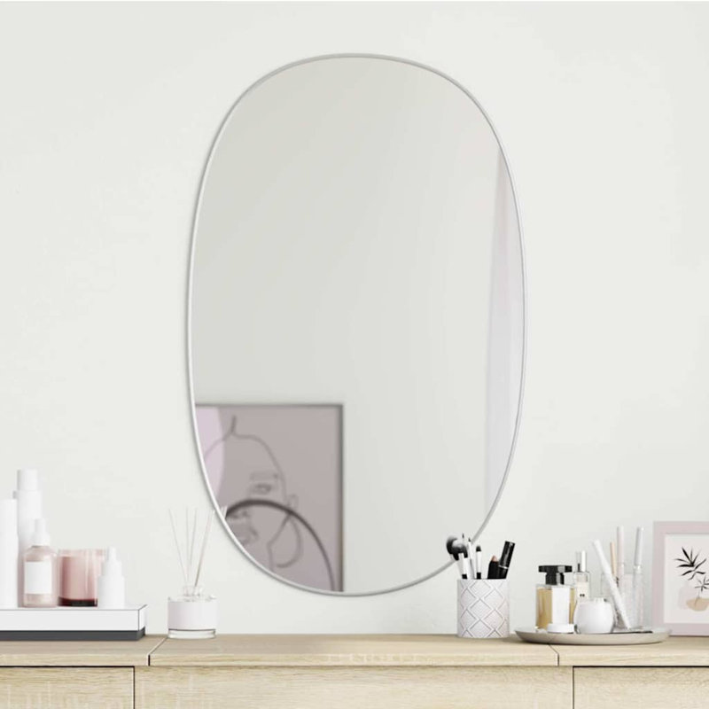 Oval Mirror, SIlver, 80 cm H x 50 cm W