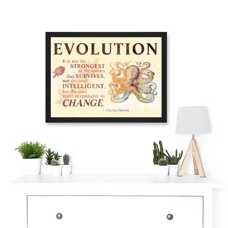 Evolution Darwin Responsive Change Strongest Quote Octopus - Single Picture Frame Art Prints