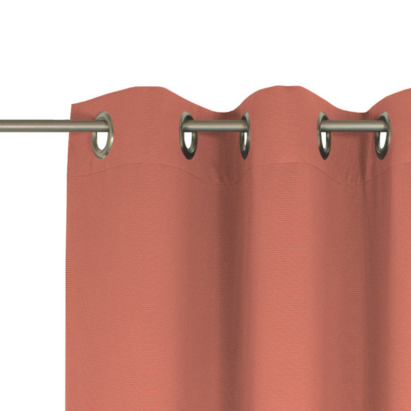 Uni Collection Light 100% Cotton Opaque Grommet / Eyelet Single Curtain Panel, 142cm wide x 295cm high, Orange