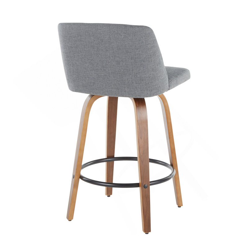 Tabouret de comptoir Toriano Mid-Century moderne en tissu noyer et gris par Lumisource - ensemble de 2
