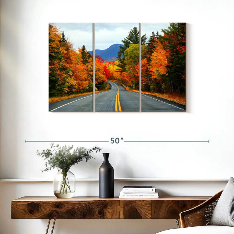 Mehar New Hampshire Autumn Road, 24" H x 38" W
