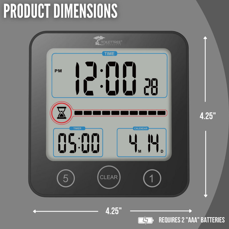 Waterproof LCD Digital Bathroom Shower Clock With Alarm