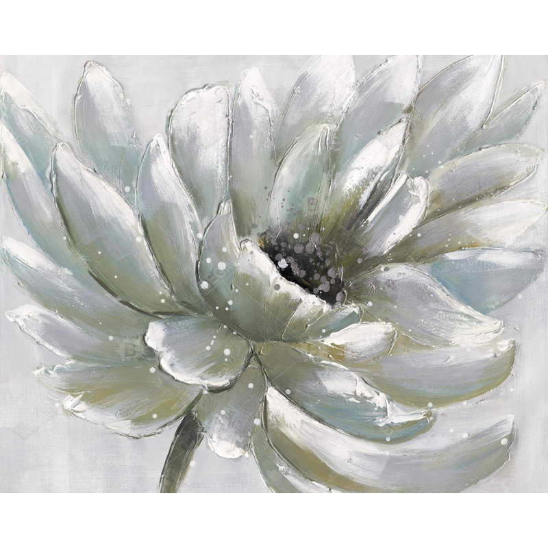 White Chrysanthemum Print On Canvas