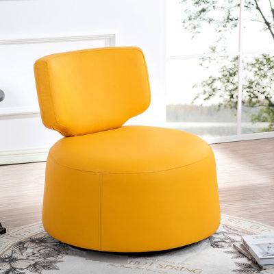 Chaise pivotante 29,49 po en métal jaune, base stable à 360 degrés, noyau en bois massif, housse de siège en tissu polyuréthane, spacieuse, capacité de charge de 220 lb avec rotation à 360 degrés, surface