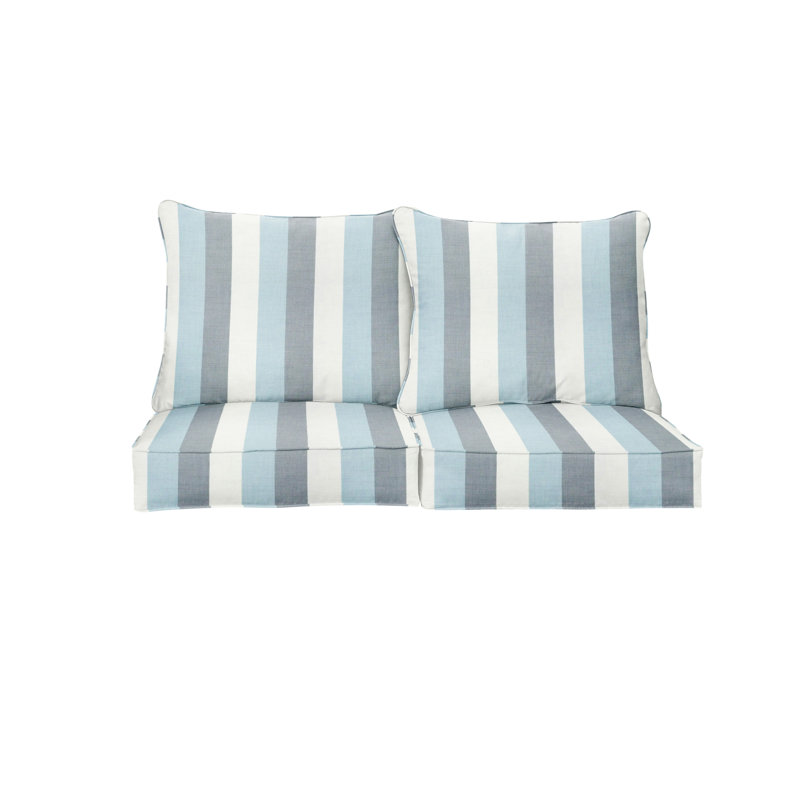 Coussin de siège / dossier d'extérieur Sunbrella, L 25 po x P 25 po, Rayures Sunbrella® direction Dew Stripe