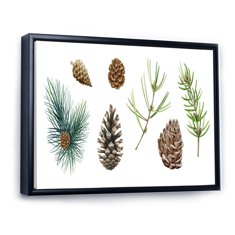 Ensemble de branches de pin - reproduction sur toile, Toile à cadre flottant noir, H 34 po x l 44 po