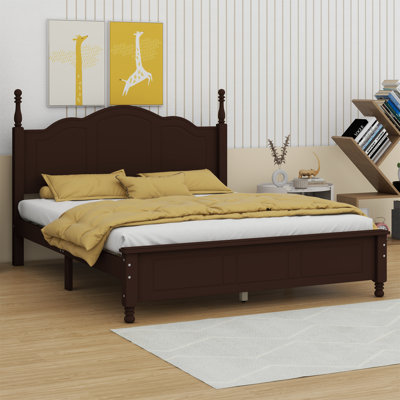 Platform Bed Frame,Retro Style Platform Bed With Wooden Slat Support