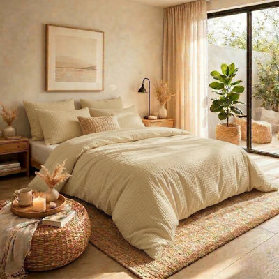 Ensemble de housse de couette en mousseline de coton