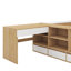 Lit plateforme double en bois avec 6 tiroirs, étagères, bureau et garde-robe-886825638