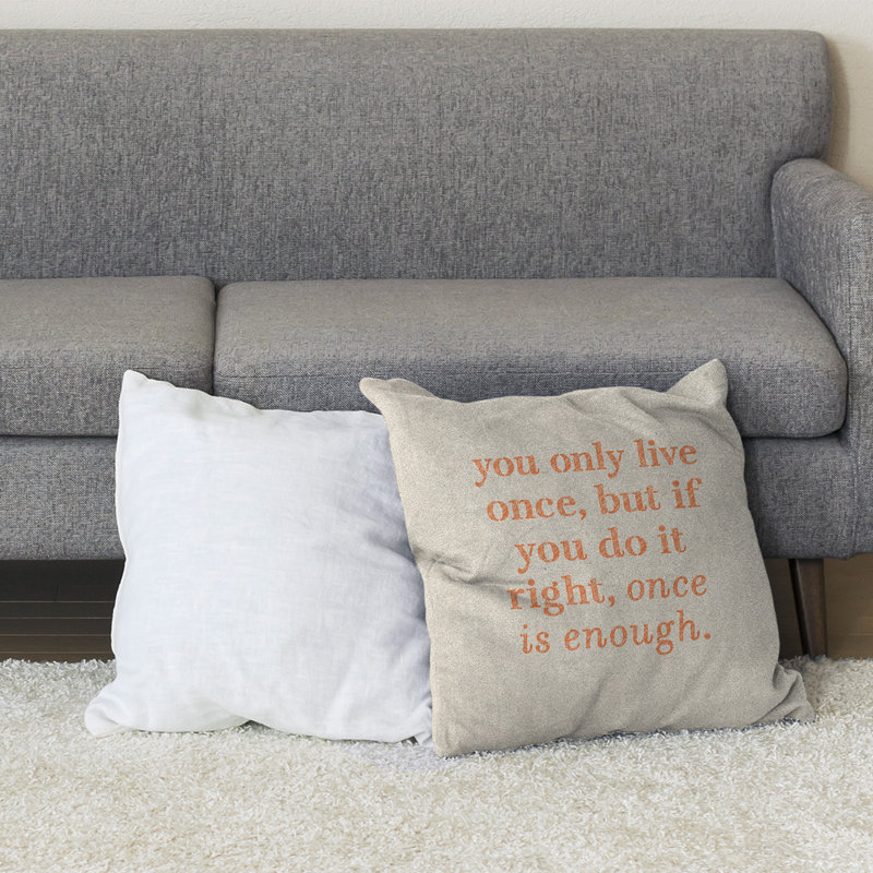 Reversible Throw Pillow, 40" H x 40" W, White/Orange