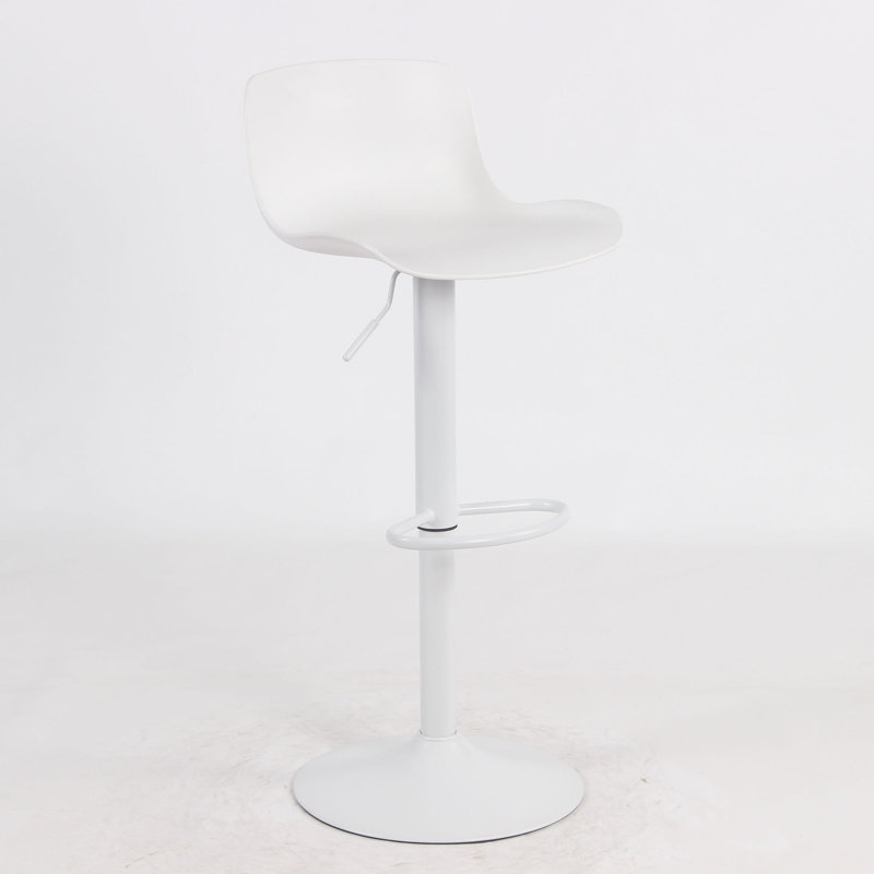 Adjustable Height Counter Stool with Metal Frame, White