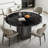 Modern 53" Black Round Ceramic Sintered Stone Dining Table with Stainless Steel Base（Table only）-1606482292