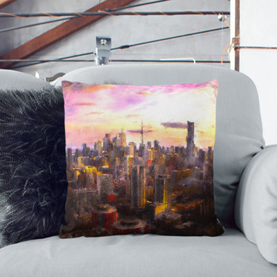 Toronto Canada Skyline Cushion with Filling