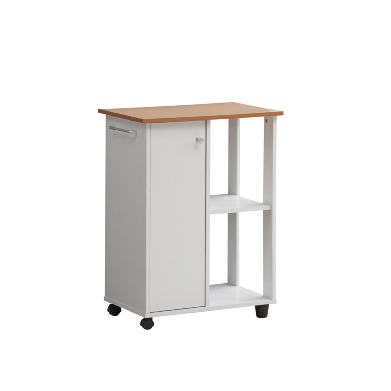 Alberto Wood Kitchen Cart, White/Beech