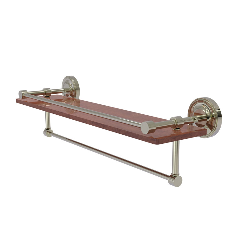 Alcott Bracket Shelf with Towel Bar, Polished Nickel, 5" H x 22" W x 5" D