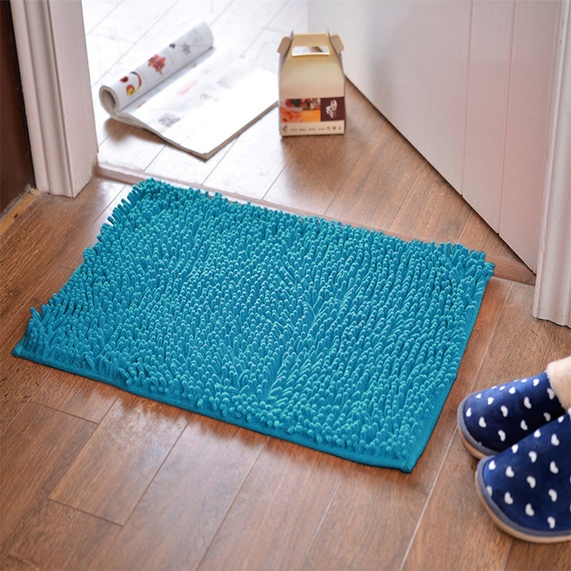 Shian Chenille Non-Slip Bath Rug;Bath Mat, Blue