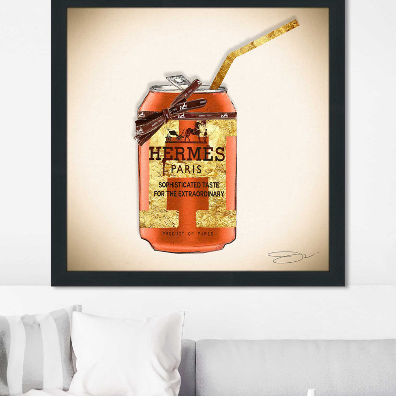 «Hermes Soda Can (Square)» par By Jodi - impression, Cadre espresso, H 37,5 po x l 37,5 po x P 1 po