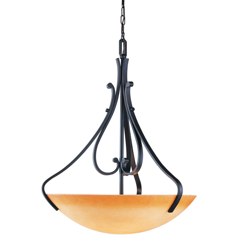 Rainier 4-Light Indoor Foundry Bronze Hanging Single Pendant with Sandstone Glass Bowl