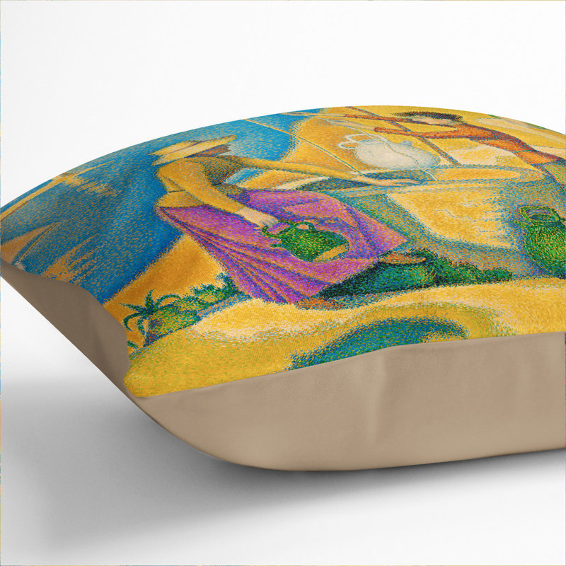 Women At The Well Square Throw Cushion, Stone, 40cm H x 40cm W x 15cm D