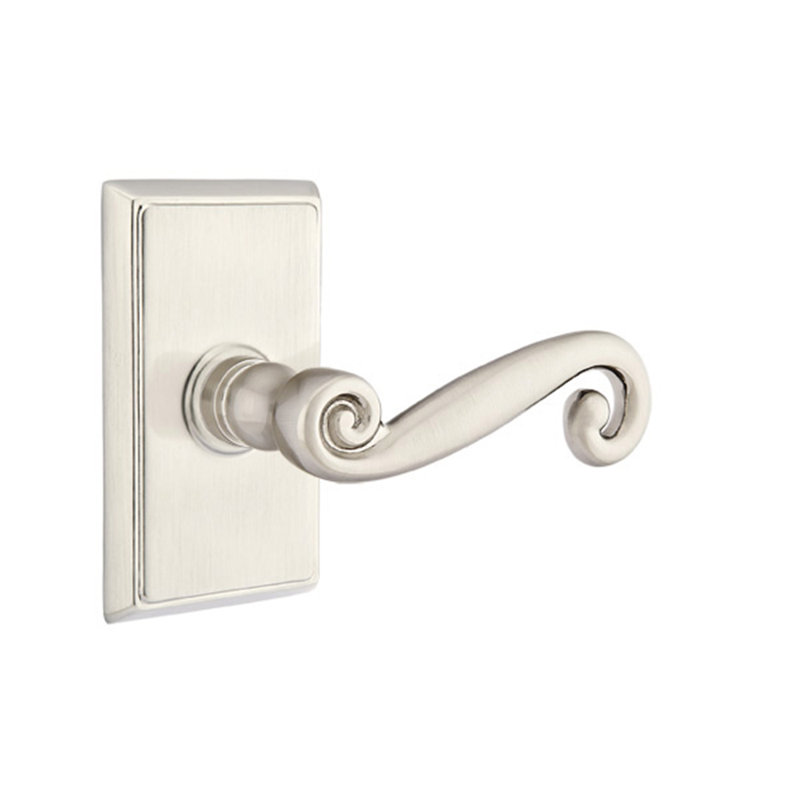 Double porte faux levier avec rosette, Droite, Nickel satiné
