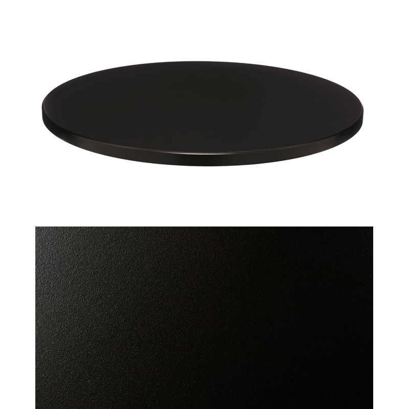 Plateau de table rond d'intérieur en bois thermolaqué, H 1,125 po x L 36 po x l 36 po, Cuir noir