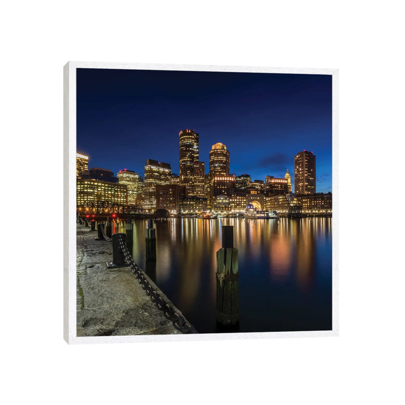 Boston Fan Pier Park View by Melanie Viola - Print on Canvas, 66.04cm H x 66.04cm W x 3.81cm D, White Framed