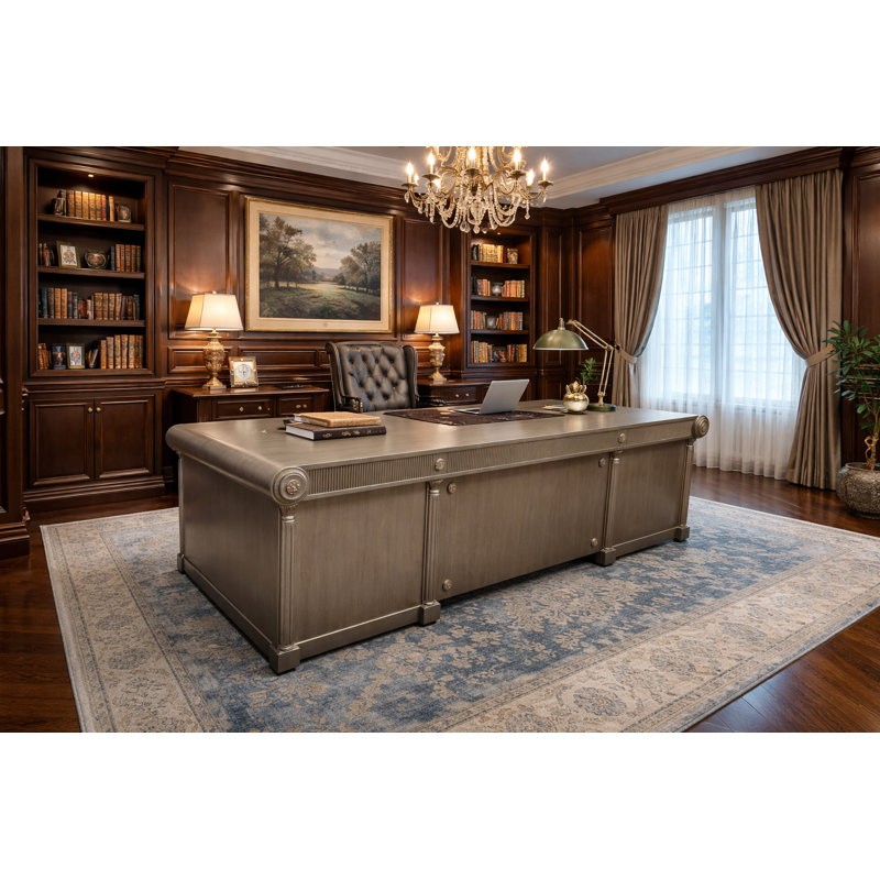 Agbogla Solid Wood Executive Desk, Stone