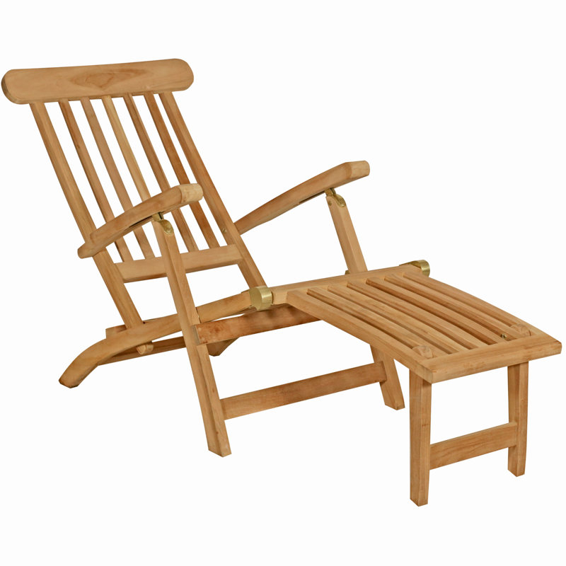 Costanza Outdoor Teak Wood Chaise Lounge