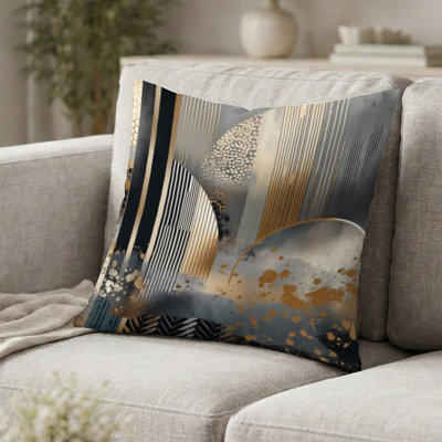 Coussin décoratif en métal Kanav Shapes And Lines Abstract Marble IV