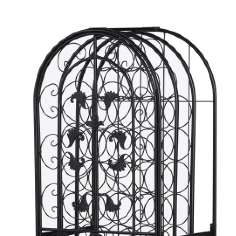 Armoire à vin haute avec serrure Homy, peut contenir 45 bouteilles, fer forgé noir, H 53 po x l 18,3 po x P 14,3 po