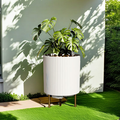 Pot de fleur avec support, pot de jardin avec trous de drainage, pots de plantes d'intérieur et d'extérieur modernes pour le balcon du bureau à domicile