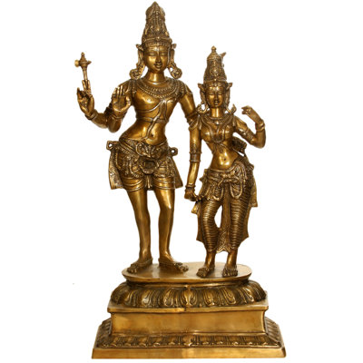 Grande statue en laiton 36 "Shiva & Parvati | Couple debout" Uma-Maheshvara "fait à la main | Idole de style Chola