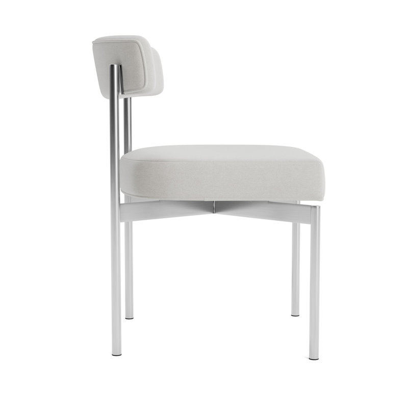 Remy Upholstered Dining Chair, Performance Velvet - Silver, Brushed Stainless Steel