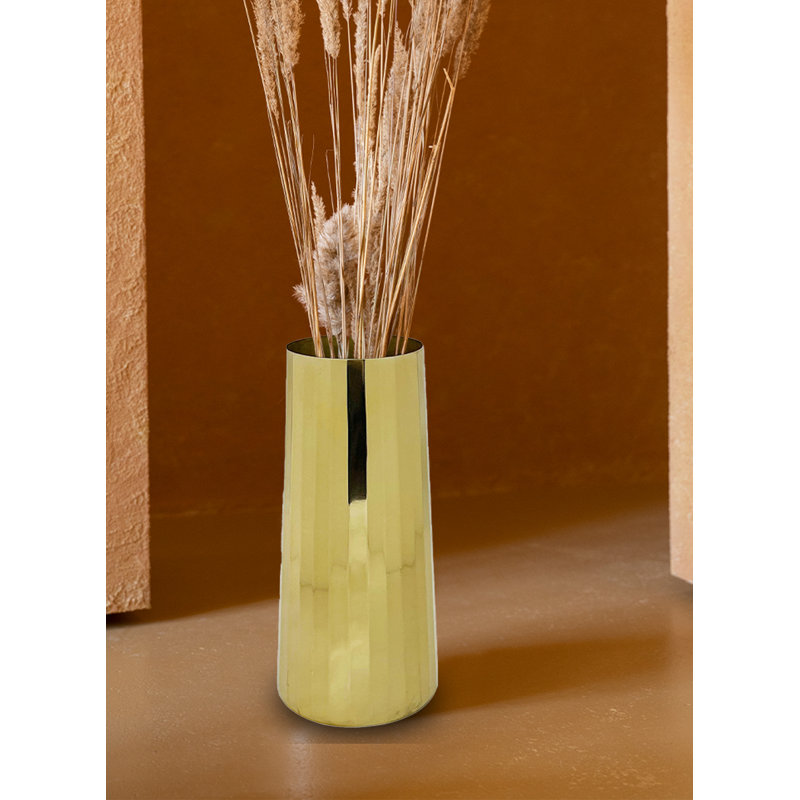 Weslynn Stainless Steel Table Vase, Gold, 9" H x 4.25" W x 4.25" D