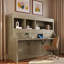 Lit escamotable intégré avec bureau et tablettes de rangement-40578365