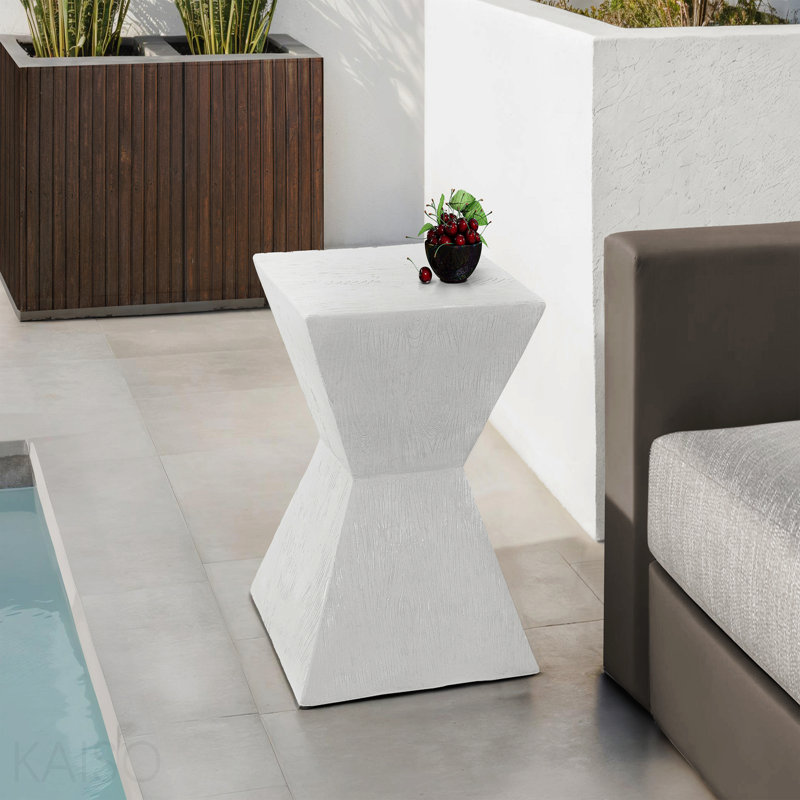 Table d'appoint, h 25 po, intérieur ou extérieur, table d'appoint, table de bout, table de chevet, chambre à coucher, salon, blanc, contemporain, moderne